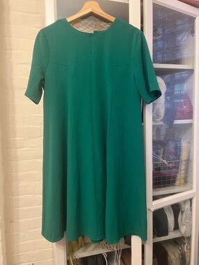 Topshop Green Short-Sleeve A-Line Dress